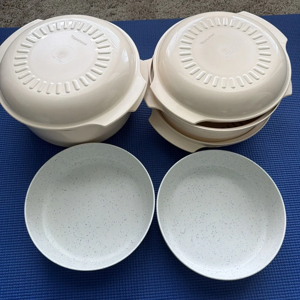 Tupperware Microwave 7 Piece Stack Cooker Steamer Set EXCELLENT USED CONDITION